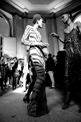 Backstage at Balmain’s show.